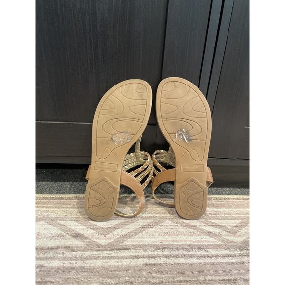 American Eagle Women’s Brown gold metallic Sandals Size 8 spring summer flats - Picture 5 of 5